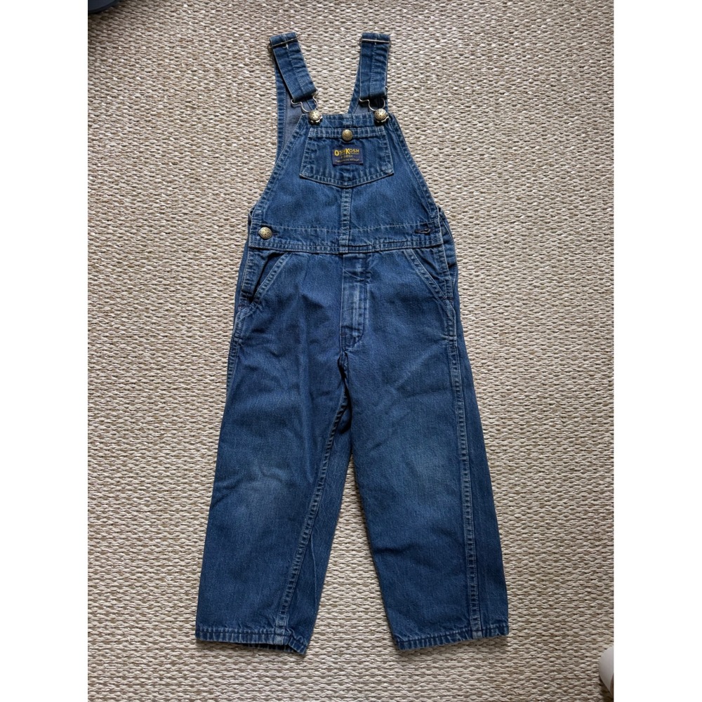 OshKosh Bgosh Kids Denim Overalls Medium Wash Vestbak Bibs 4T vintage 80's Jean